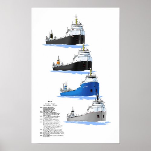 Great Lakes freighter Manitoba history poster