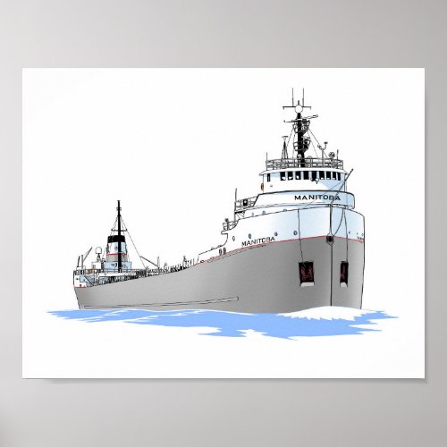 Great Lakes freighter Manitoba Poster