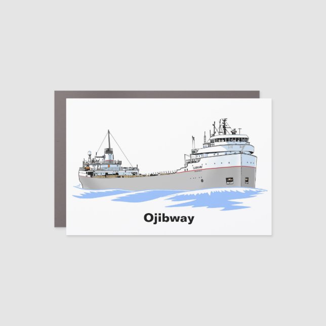 Great Lakes freighter Ojibway Car Magnet (Front)