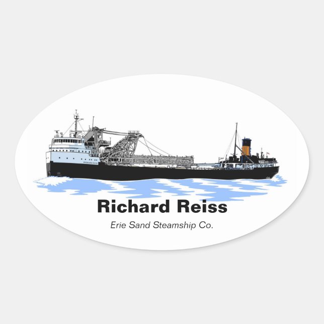 Great Lakes freighter Richard Reiss (Erie Sand) Oval Sticker (Front)