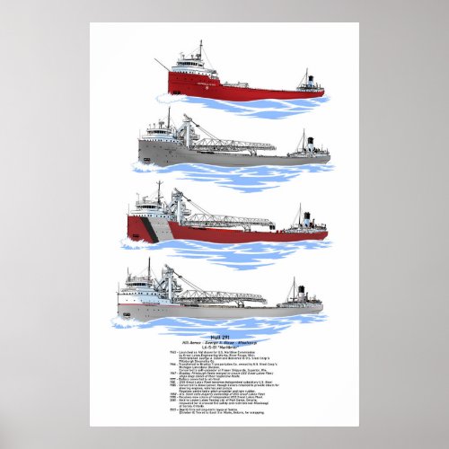 Great Lakes Freighter Sloan Mississagi History Poster