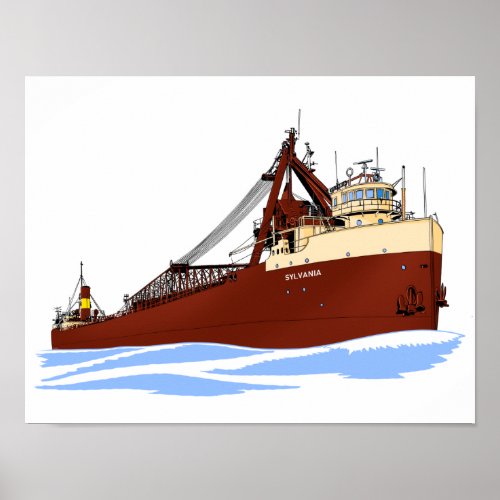 Great Lakes freighter Sylvania su Columbia Poster