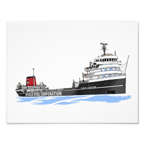 Great Lakes freighter Tom M Girdler Republic Photo Print