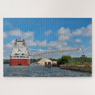 Great Lakes Freighter Unloading Stone Jigsaw Puzzle