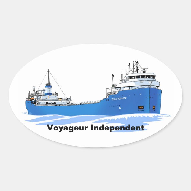 Great Lakes freighter Voyageur Independent Oval Sticker (Front)