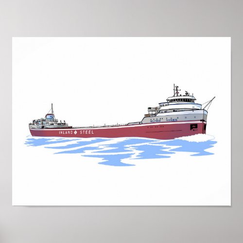 Great Lakes freighter Wilfred Sykes straight deck Poster