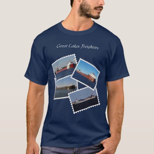 Great Lakes Freighters Stamp Shirt white lettering