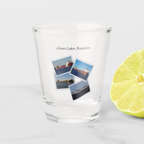 Great Lakes Freighters stamp shot glass