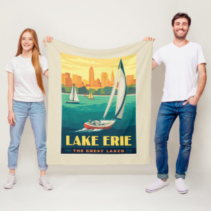 Great Lakes Lake Erie Fleece Blanket