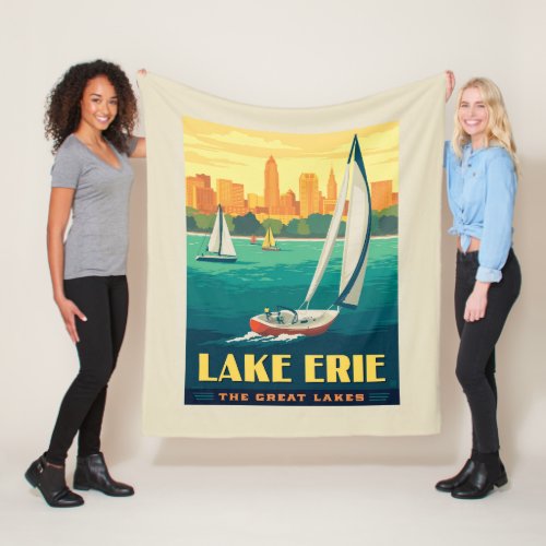 Great Lakes  Lake Erie Fleece Blanket