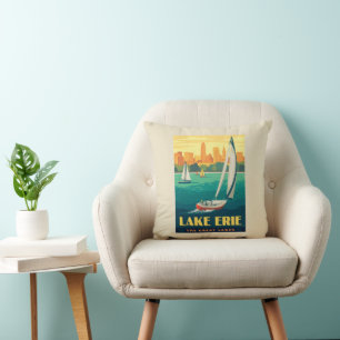 Great Lakes Lake Erie Throw Pillow