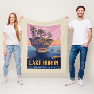 Great Lakes Lake Huron Fleece Blanket