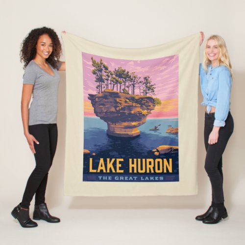 Great Lakes  Lake Huron Fleece Blanket