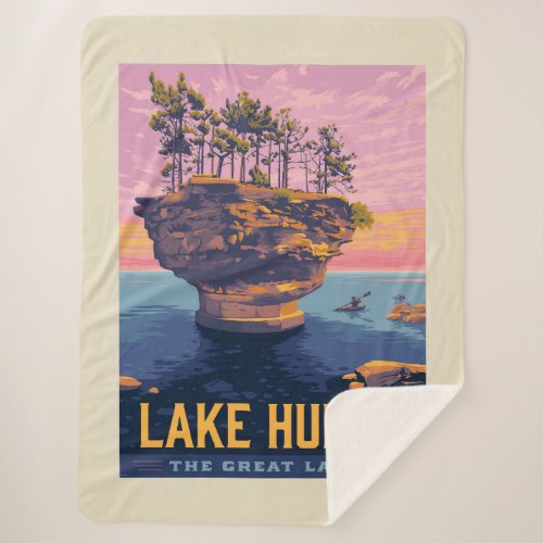 Great Lakes  Lake Huron Sherpa Blanket