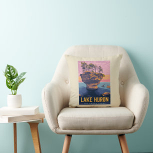 Great Lakes   Lake Huron Throw Pillow