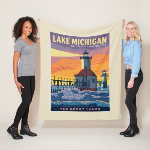 Great Lakes  Lake Michigan Fleece Blanket