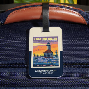 Great Lakes Lake Michigan Luggage Tag