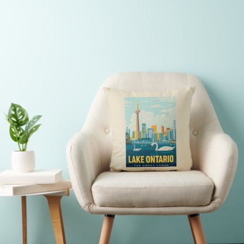 Great Lakes  Lake Ontario Throw Pillow