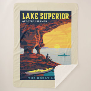 Great Lakes Lake Superior Sherpa Blanket