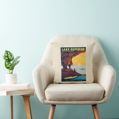 Great Lakes  Lake Superior Throw Pillow