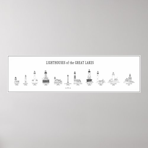 GREAT LAKES LIGHTHOUSES POSTER