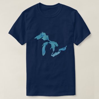 Great Lakes Map Outline Silhouette T-shirt by whereabouts at Zazzle