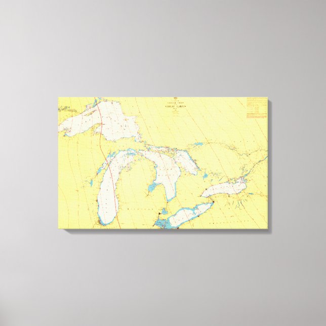 Great Lakes Nautical chart and map Canvas Print (Front)