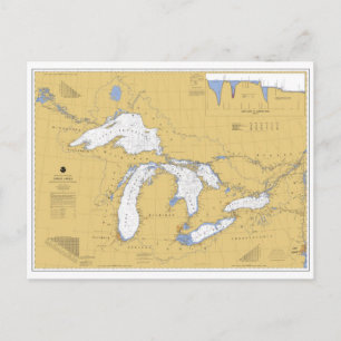 Great Lakes Nautical Chart Postcard