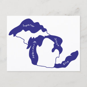Great Lakes of Michigan Map Postcard
