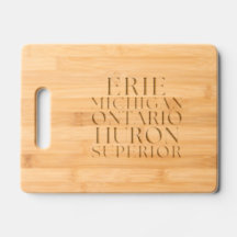 Great Lakes of Michigan Theme Etched Cutting Board