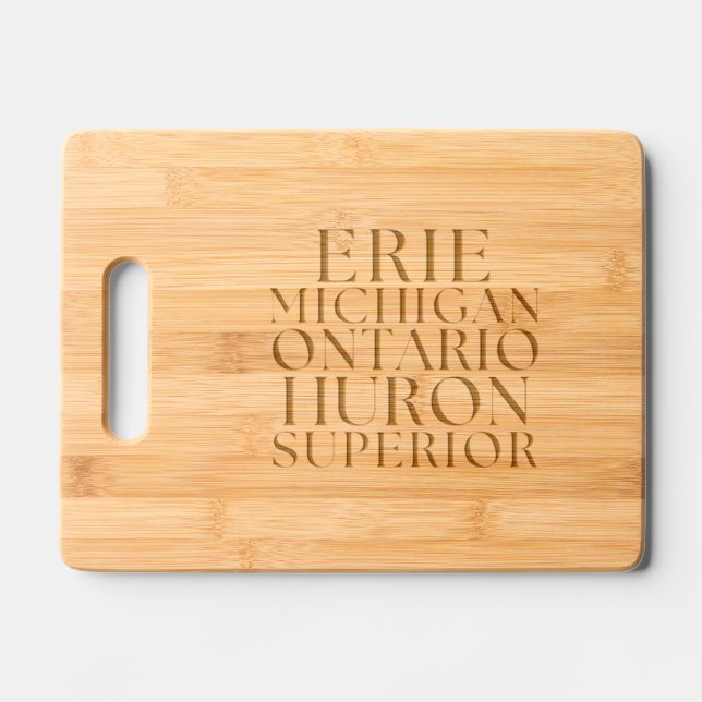 Great Lakes of Michigan Theme Etched Cutting Board (Front)