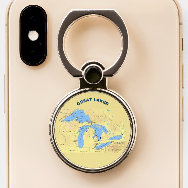 Great Lakes of North America Phone Ring Stand (Close Up)