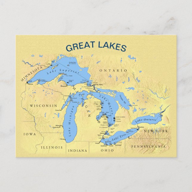 Great Lakes of North America Postcard (Front)