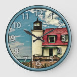 Great Lakes Pt. Betsie Lighthouse on Lake Michigan Large Clock