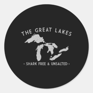 Great Lakes Shark Free And Unsalted Classic Round Sticker