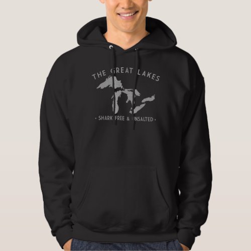 Great Lakes Shark Free and Unsalted Funny Vintage  Hoodie