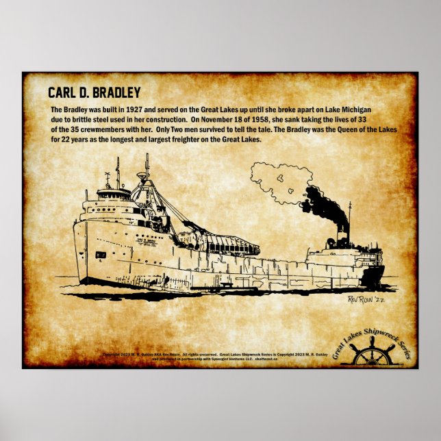 Great Lakes Shipwreck Series:  Carl D Bradley  Poster (Front)