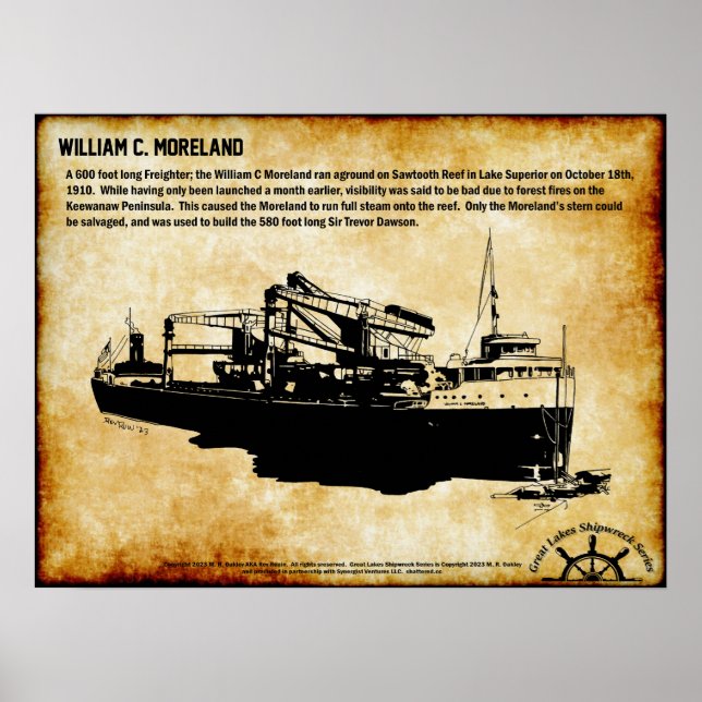 Great Lakes Shipwreck Series:  William C Moreland Poster (Front)