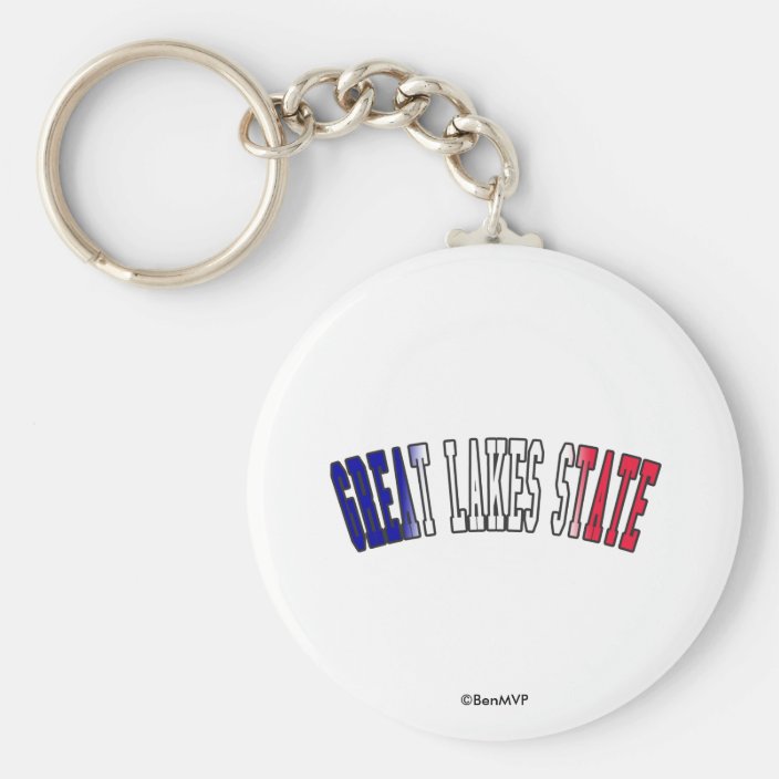 Great Lakes State in State Flag Colors Key Chain