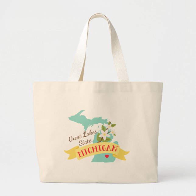 Great Lakes State Large Tote Bag (Front)