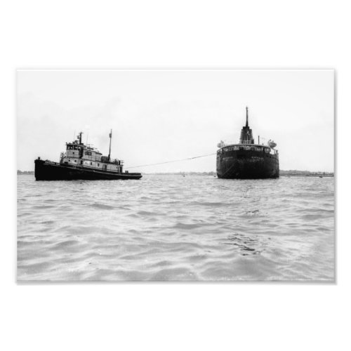 Great Lakes steamer Montrealais Under Tow Photo Print