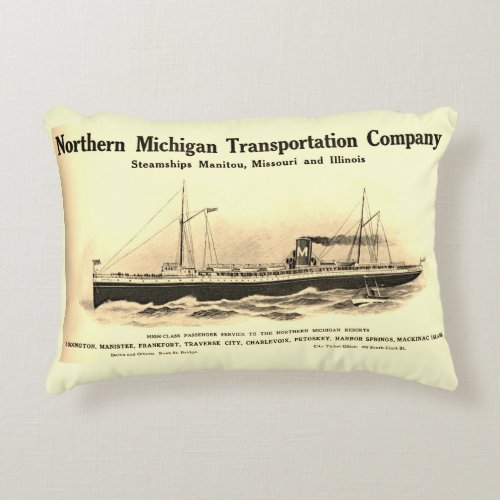 Great Lakes Steamship Company Lake Michigan ship Accent Pillow