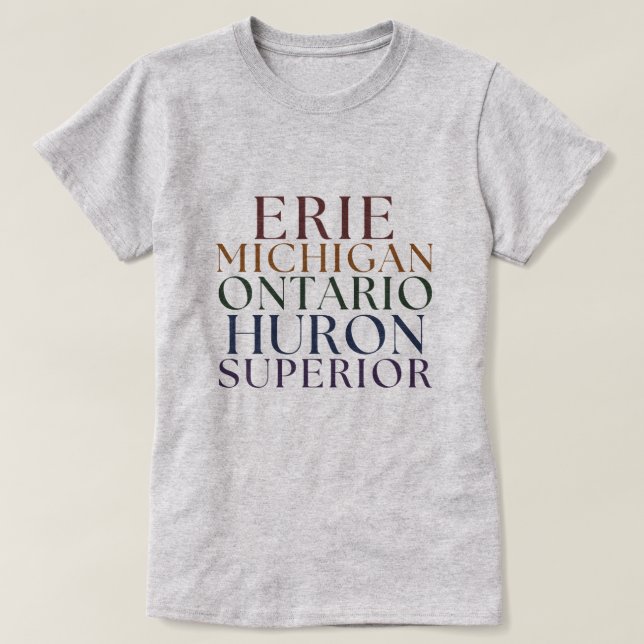 Great Lakes Tee Michigan Lakes T-shirts (Design Front)