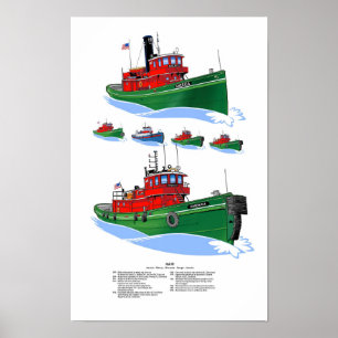 Great Lakes tug America alternate layout Poster