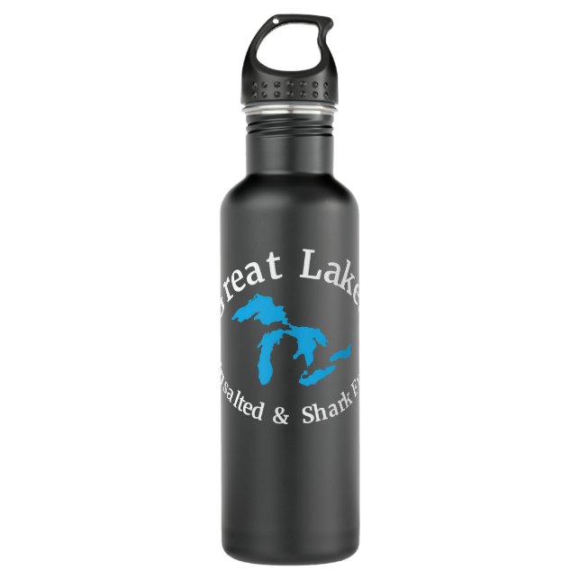 Great Lakes Unsalted & Shark Free  Stainless Steel Water Bottle (Front)