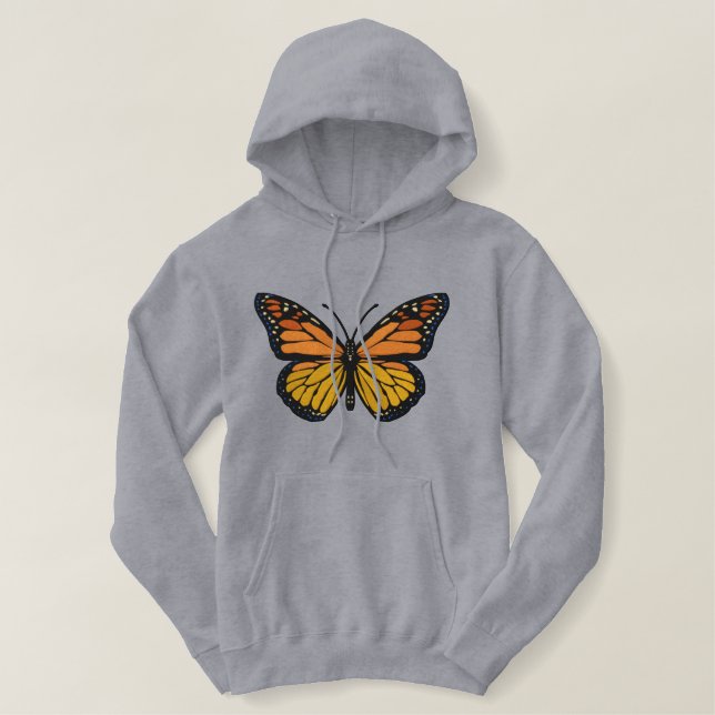 Great large Monarch Butterfly Embroidery Embroidered Hoodie (Design Front)