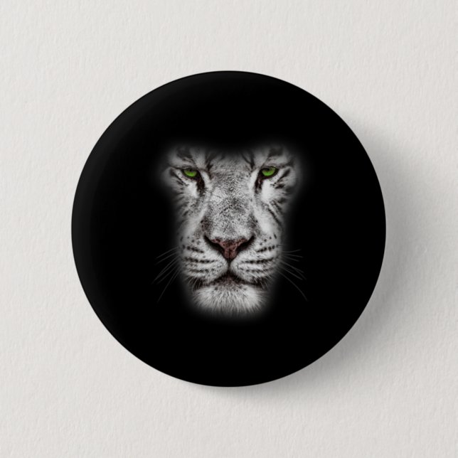 Great Lion Cat Face With Dark Green Eyes Crazy Art Button (Front)