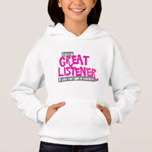 Great listener girls bright pink kids t-shirt hoodie