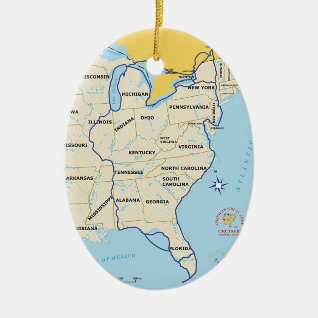 Great Loop Map Ornament (Front)