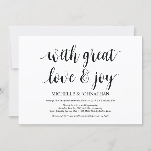 great love and joy Wedding Elopement Invites